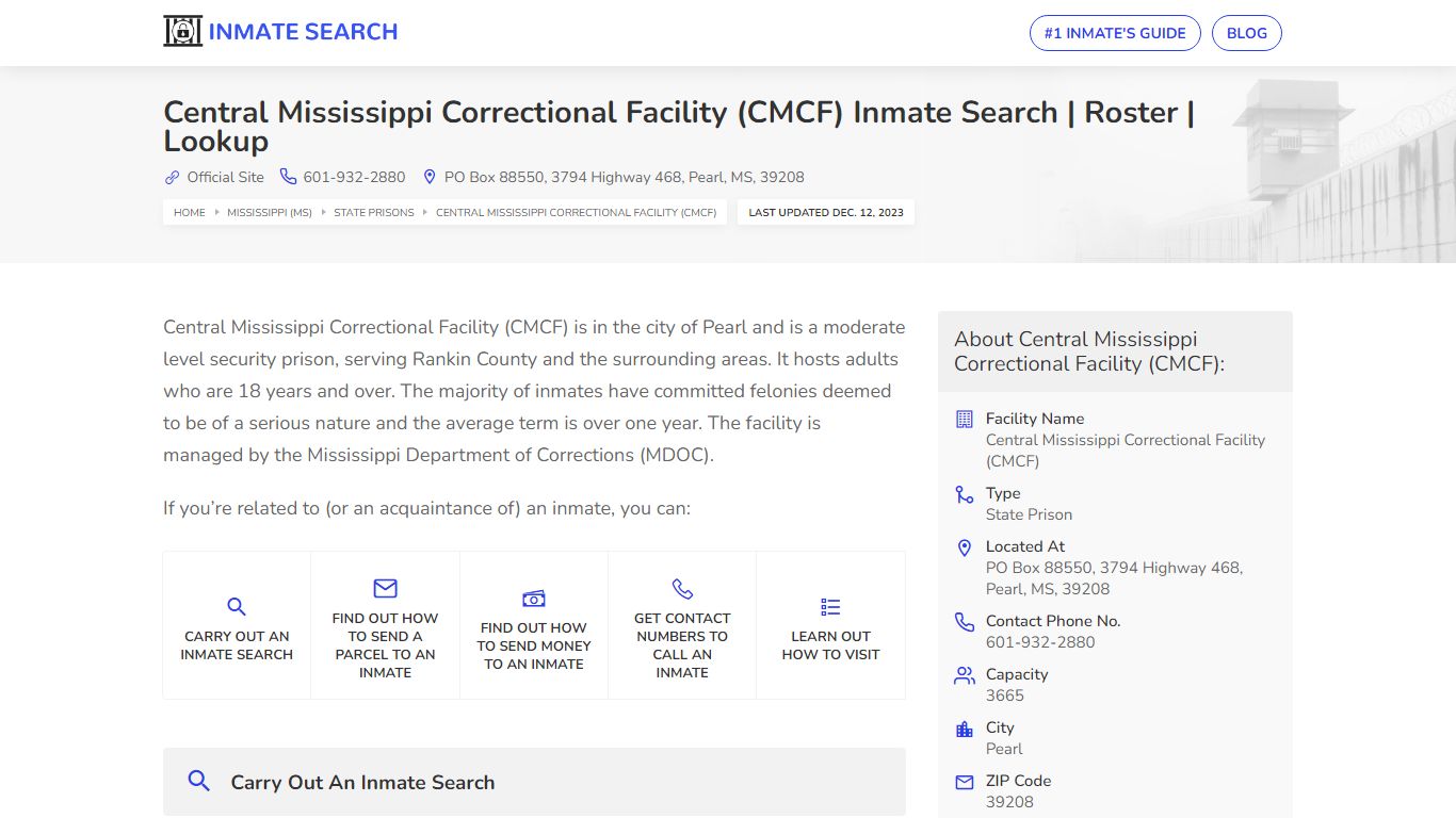 Central Mississippi Correctional Facility (CMCF) Inmate Search | Roster ...